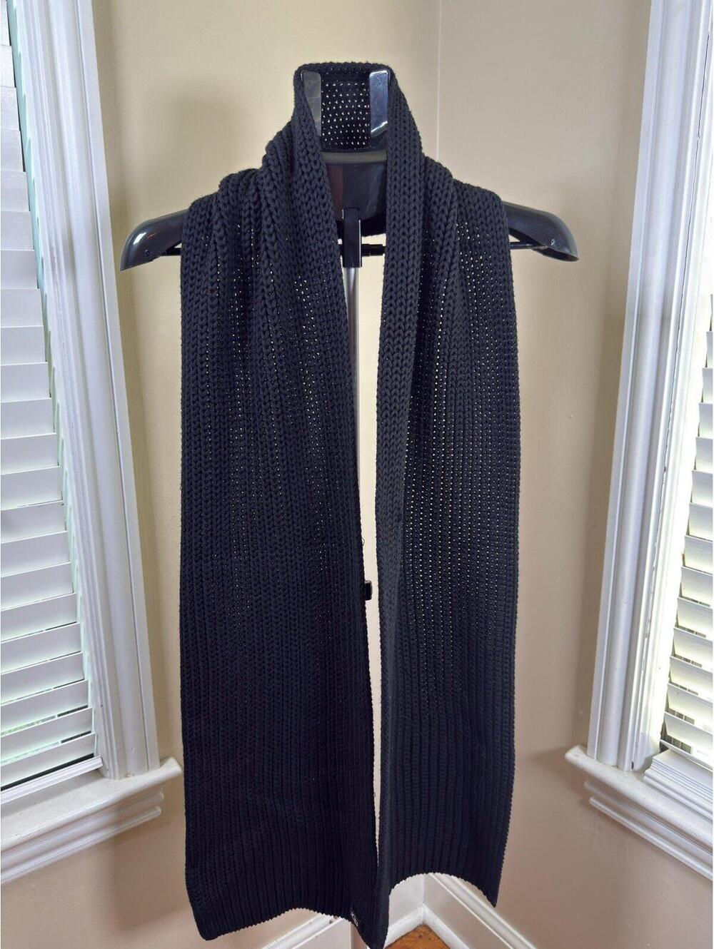 UGG Chunky Knit Ribbed Scarf Black‎ OSFA Winter Cozy Unisex